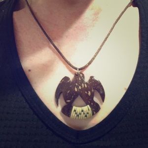 Wood Turtle necklace, 24” rope